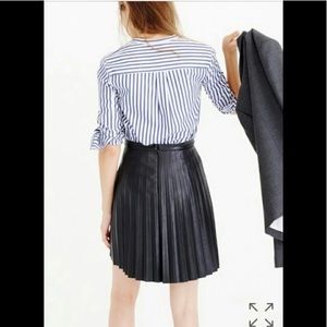 J Crew pleated faux leather skirt in Navy